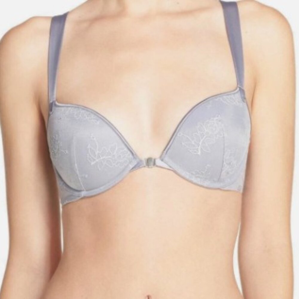 NEW Calvin Klein QF1615 Daring Push Up Memory Touch Bra 32D Gray AMAZING BACK!!!